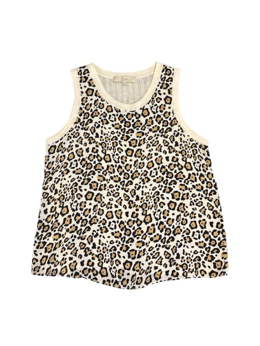 LOFT Womens Cream Leopard Print Tank Top